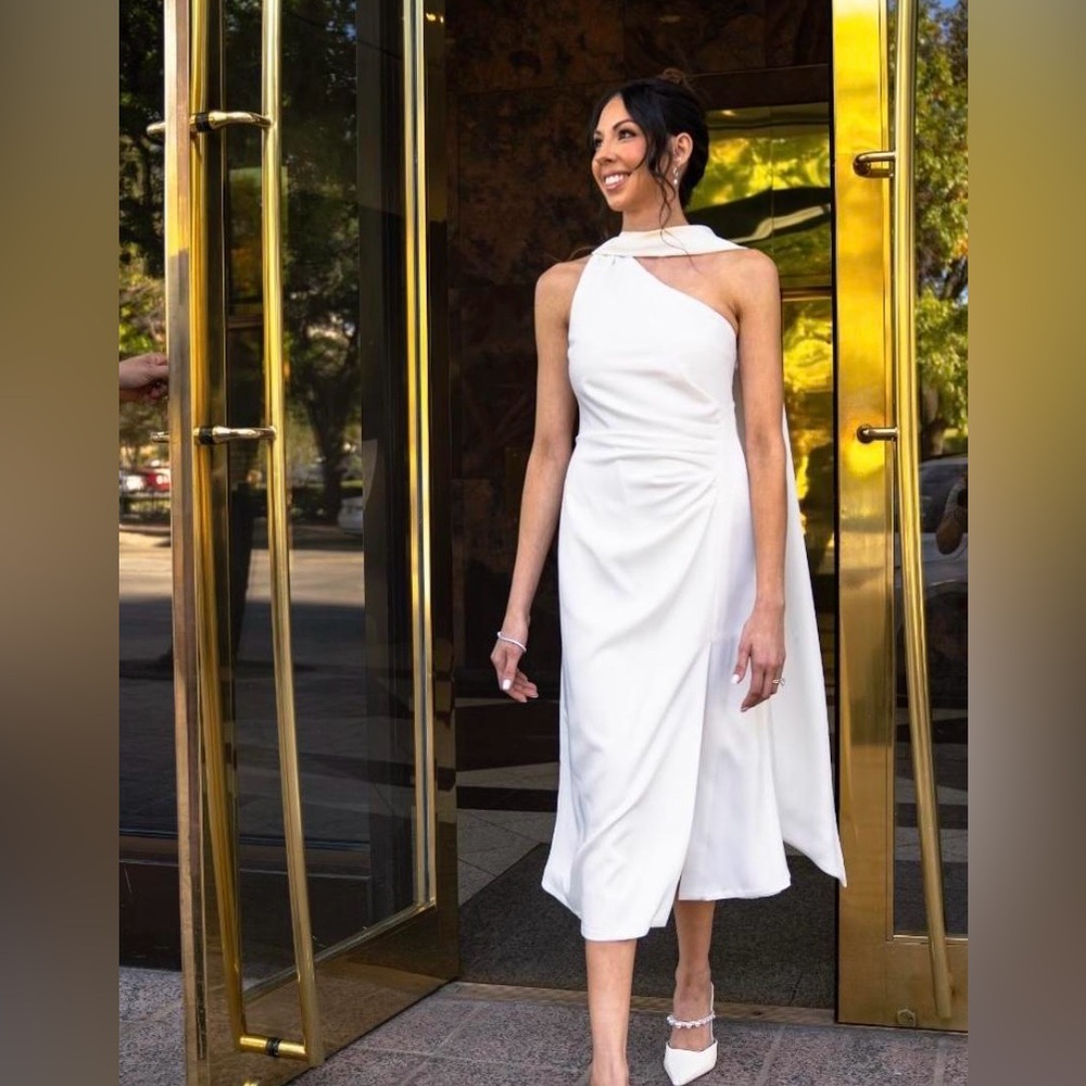 Misha collection Elegant White Asymmetrical Dress